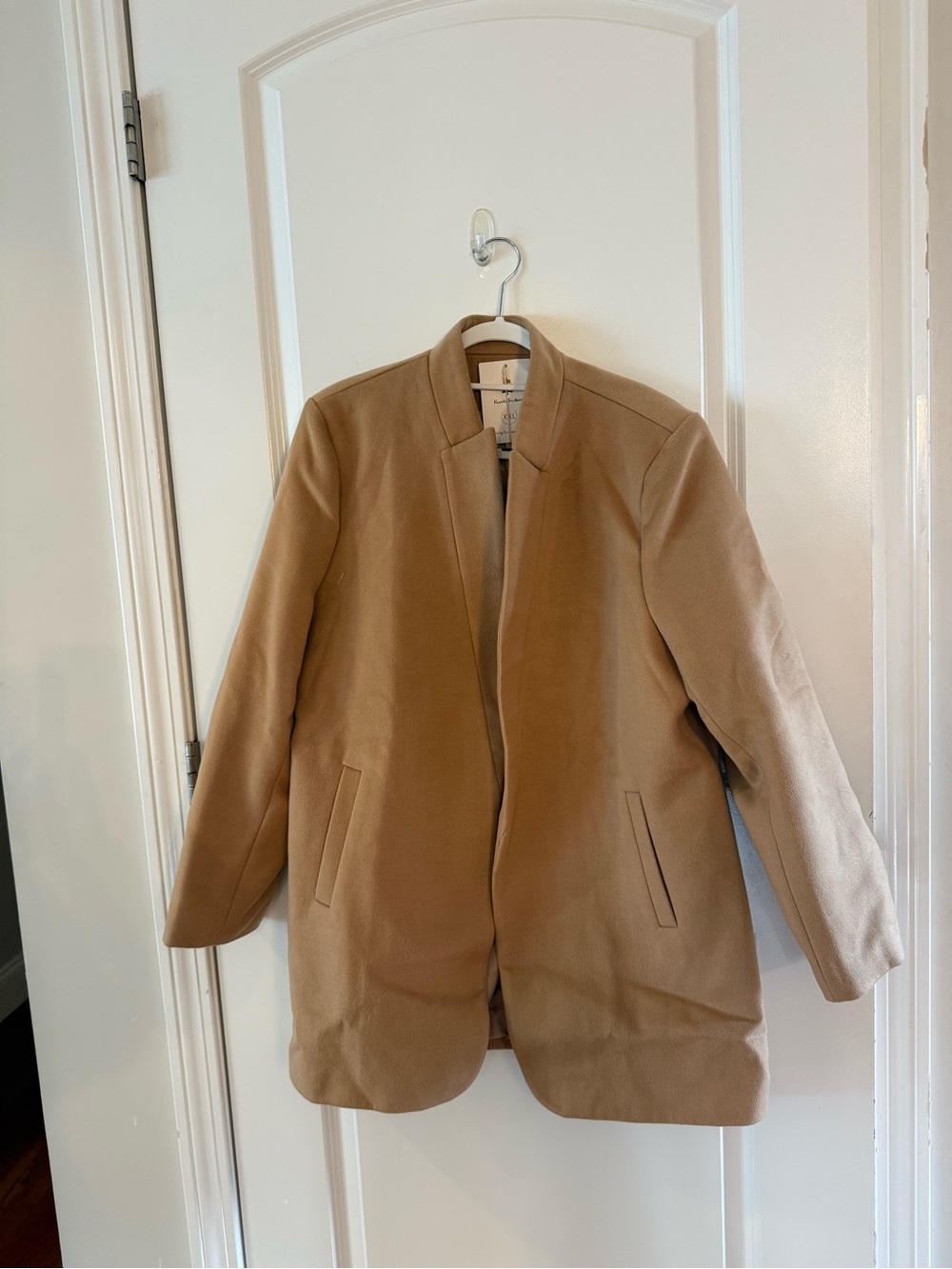 Women's Tailored Camel Coat - Classic Minimalist Jacket